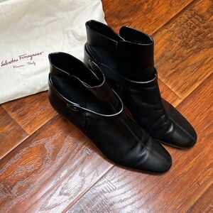 Salvatore Ferragamo Elegant Black Ankle Booties Size 10